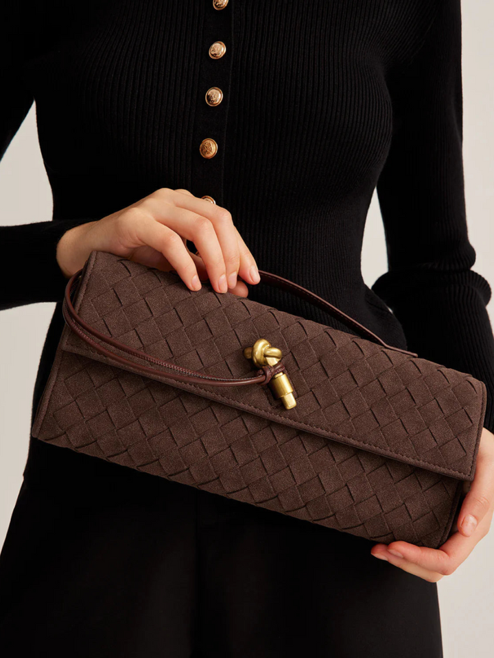 Valencia™ Suede Clutch Bag I Coffee