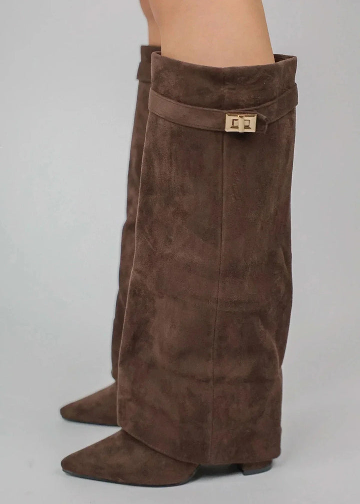 Celeste Suede Knee-High Boots I Brown
