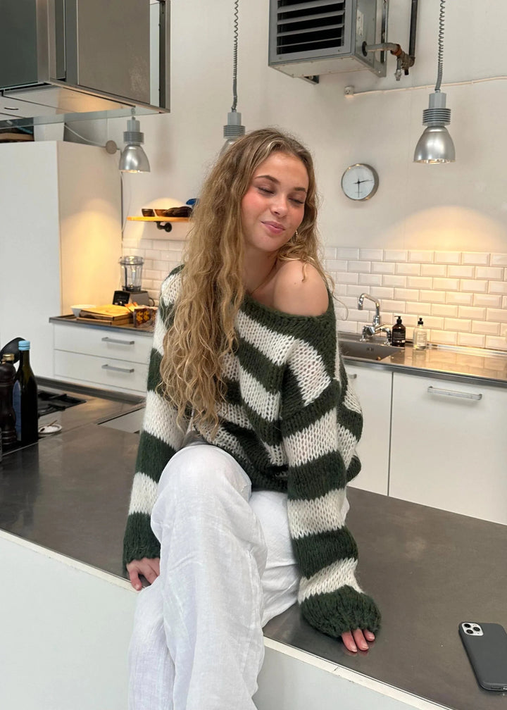 Anna Khaki Knit Sweater