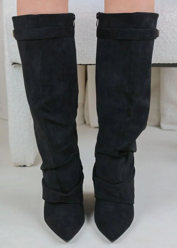 Celeste™ Slouchy Suede knee high boots - Black