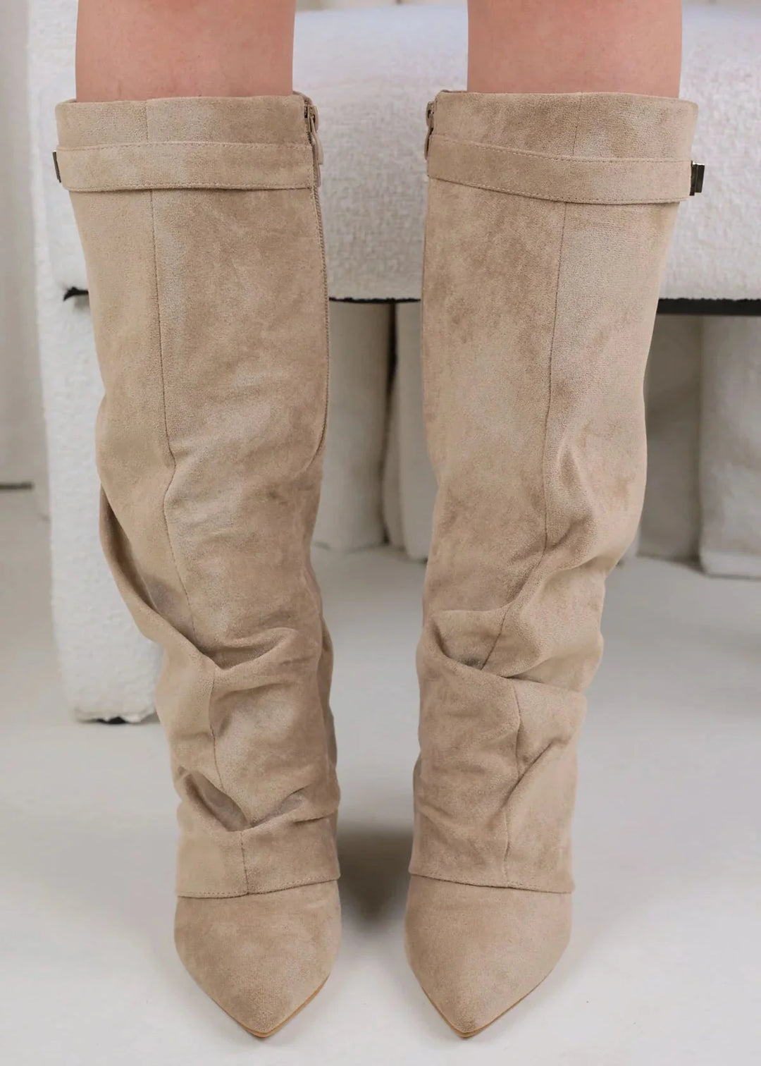 Celeste™ Slouchy Suede knee high boots - Beige