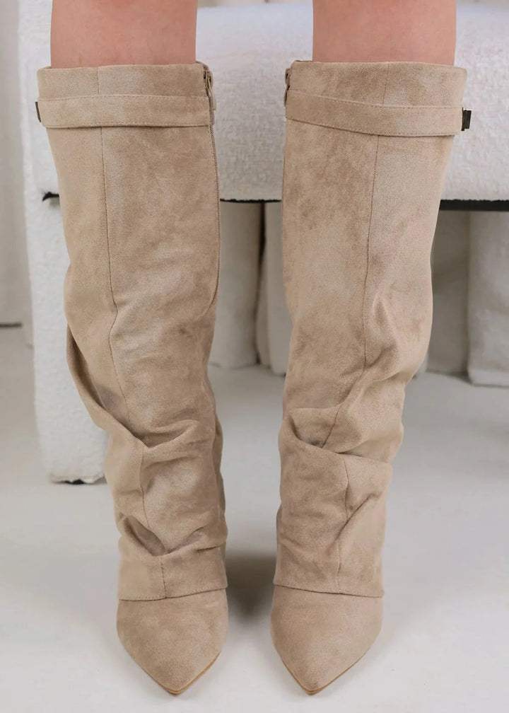 Celeste™ Slouchy Suede knee high boots - Beige