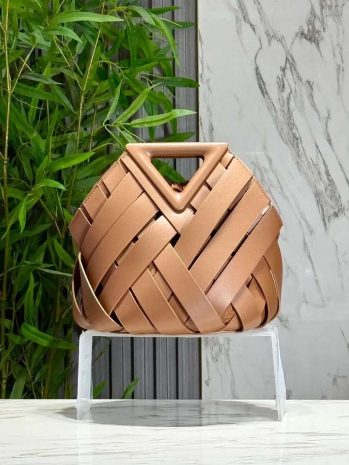 Aria™ Woven Leather Bag I Brown