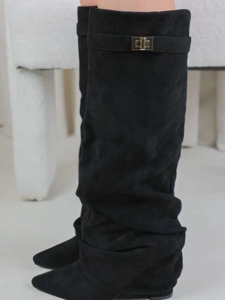Celeste™ Slouchy Suede knee high boots - Black
