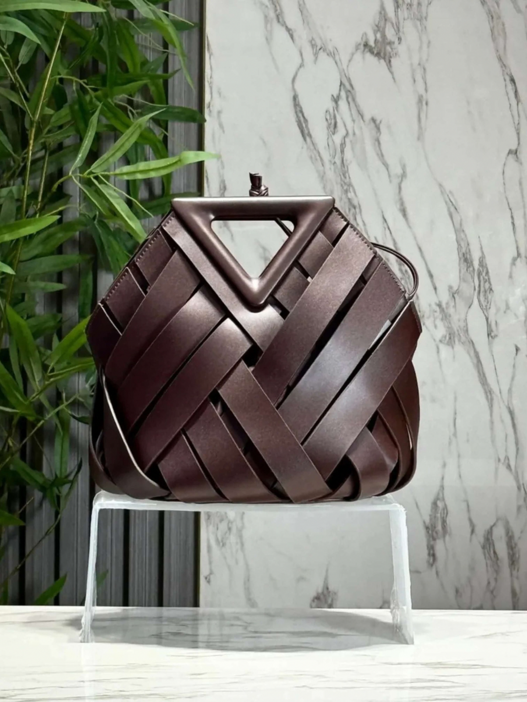 Aria™ Woven Leather Bag I Brown