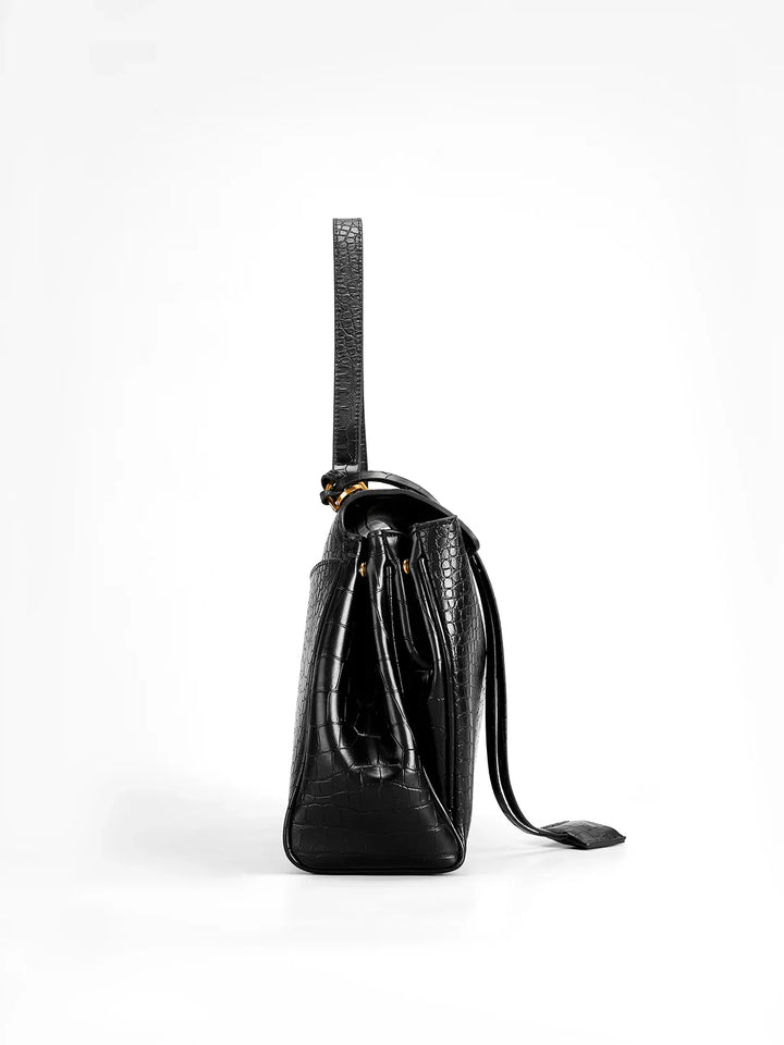 Amara Crocodile Bag I Black