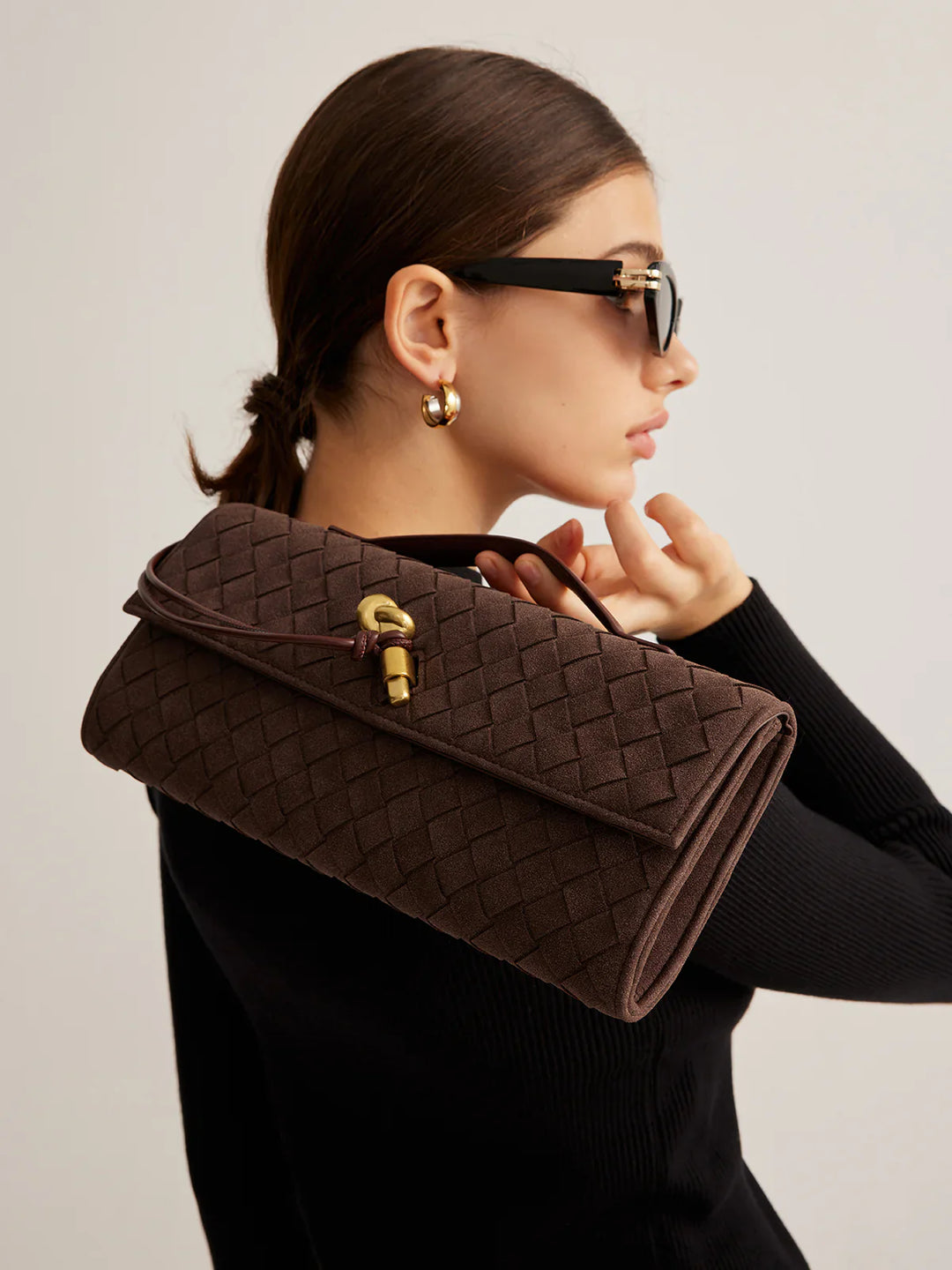 Valencia Suede Clutch Bag I Coffee