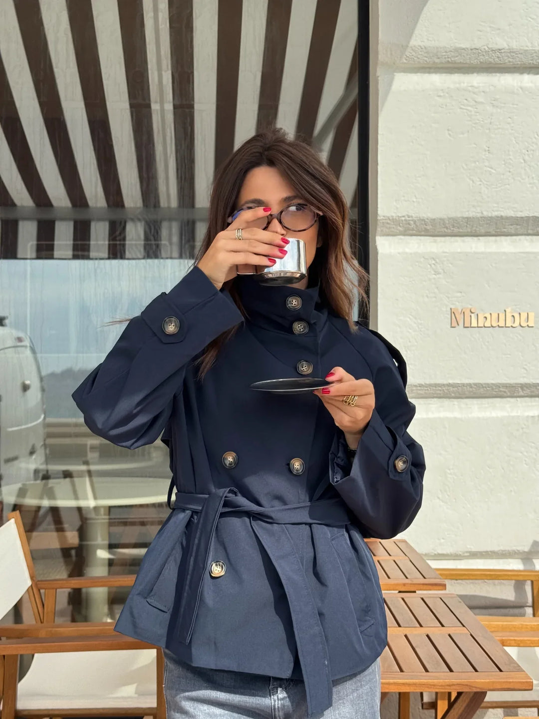 The Aurelia™ Trench Coat - Navy Blue