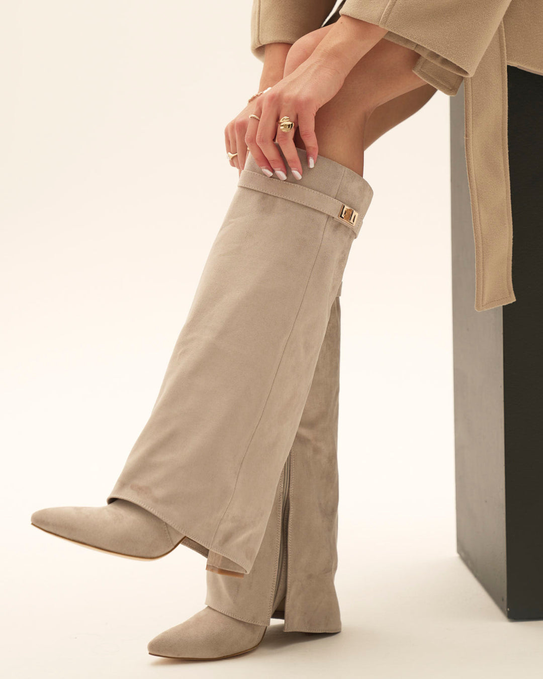 Celeste™ Suede knee high boots - Taupe