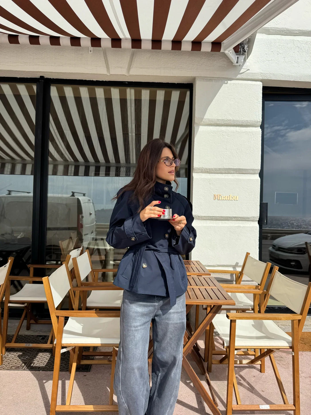 The Aurelia™ Trench Coat - Navy Blue