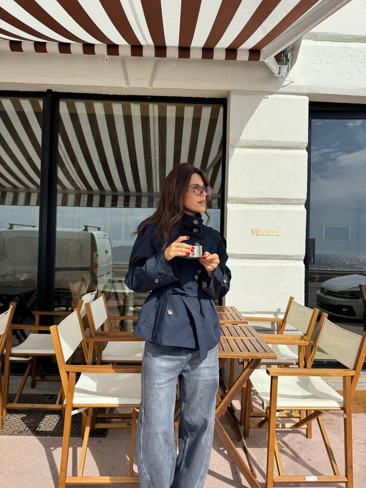 The Aurelia™ Trench Coat - Navy Blue