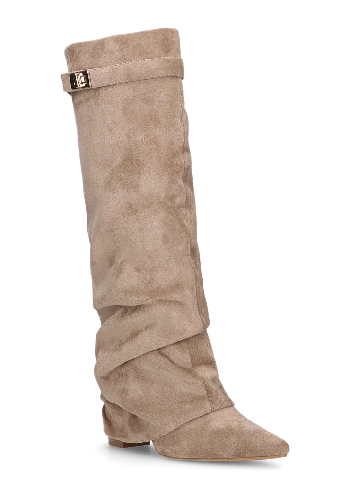 Celeste™ Slouchy Suede knee high boots - Beige