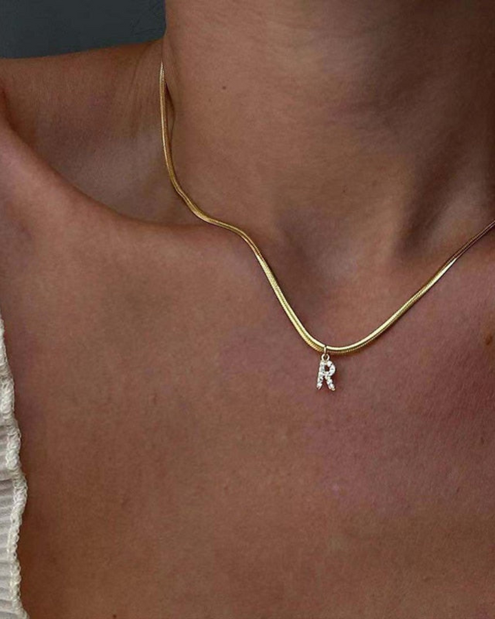 Chevron Letter Pendant Necklace