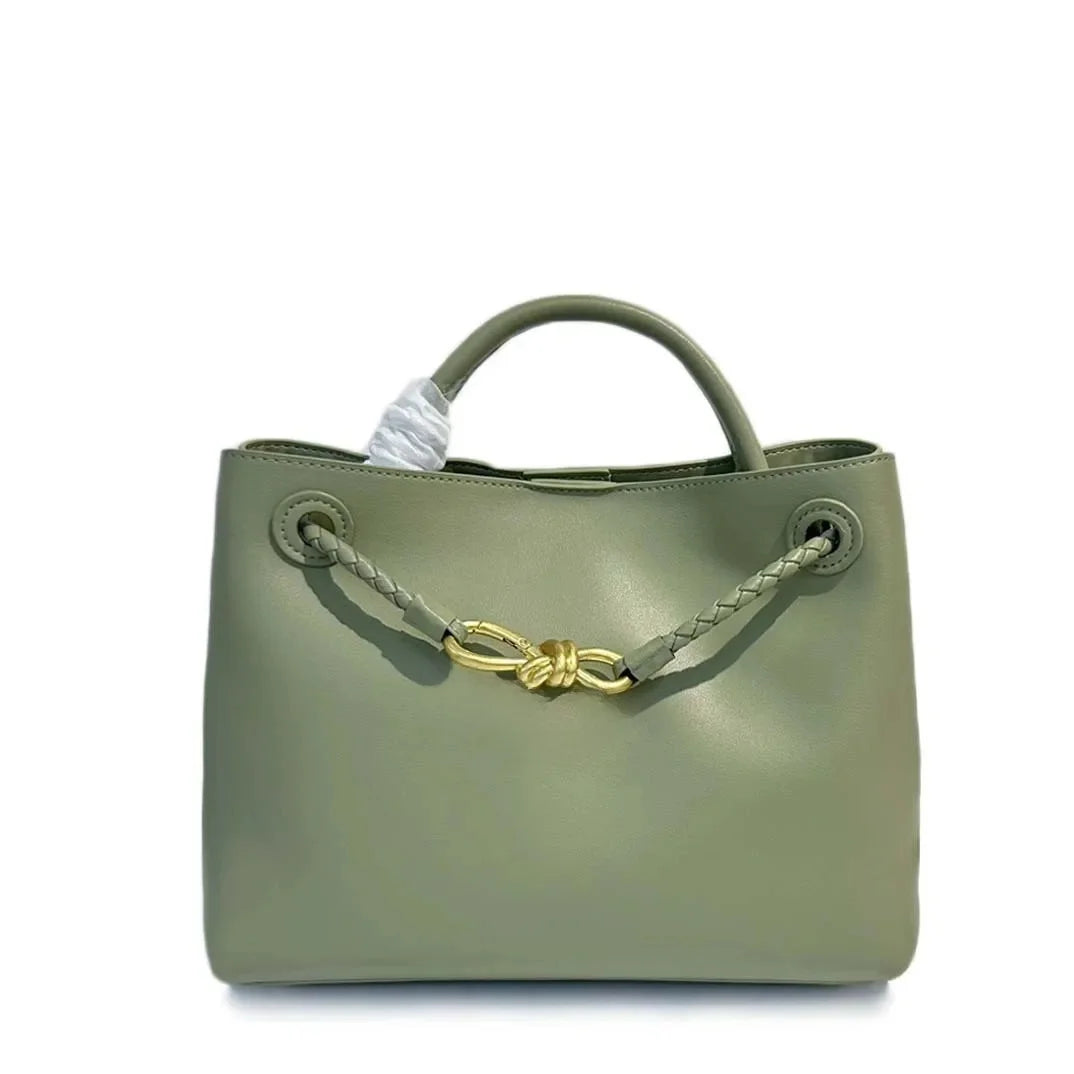 2024 Autumn/Winter New Large Capacity Women's Crossbody Bag Flat Surface Genuine Leather Shoulder Bag Metal Buckle Handbag