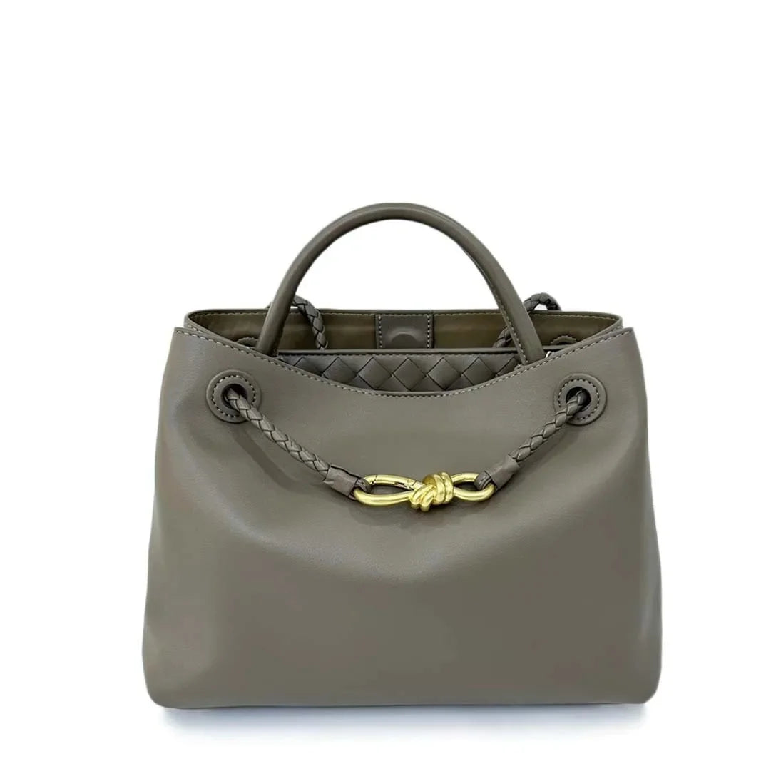 2024 Autumn/Winter New Large Capacity Women's Crossbody Bag Flat Surface Genuine Leather Shoulder Bag Metal Buckle Handbag