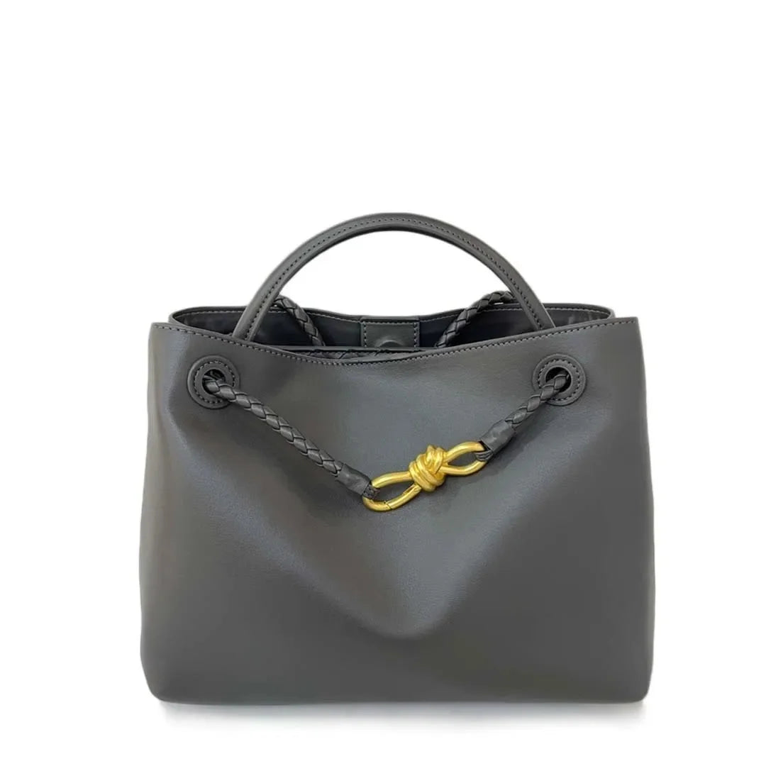 2024 Autumn/Winter New Large Capacity Women's Crossbody Bag Flat Surface Genuine Leather Shoulder Bag Metal Buckle Handbag