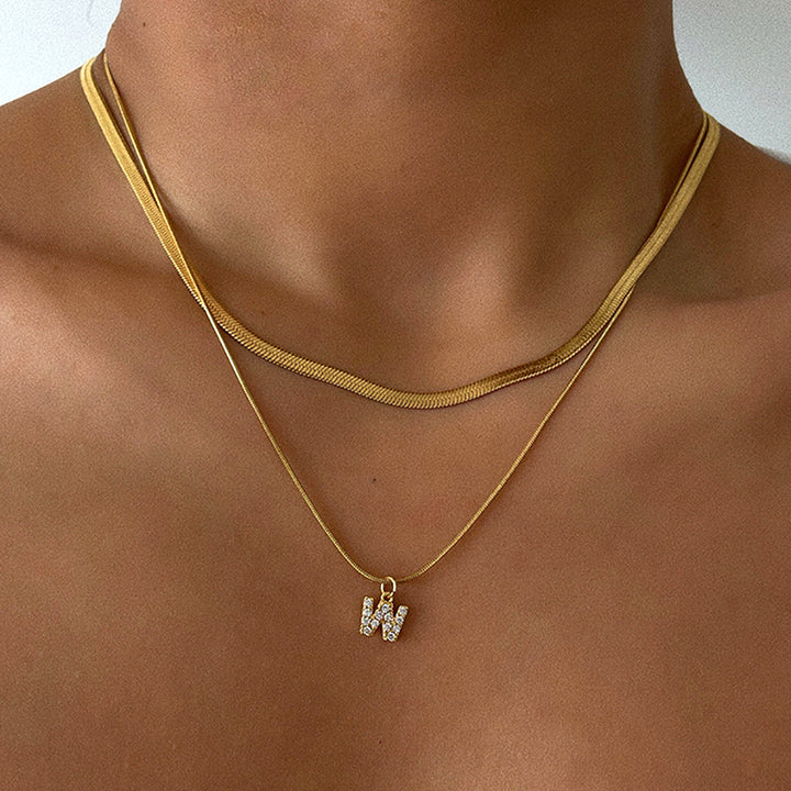 Chevron Letter Pendant Necklace