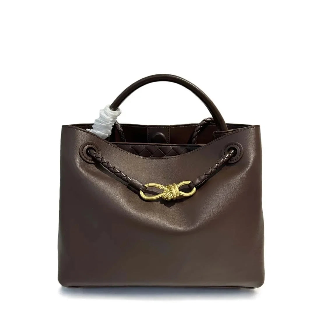 2024 Autumn/Winter New Large Capacity Women's Crossbody Bag Flat Surface Genuine Leather Shoulder Bag Metal Buckle Handbag