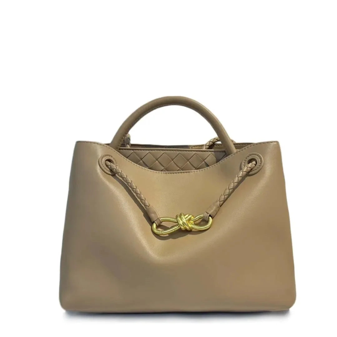 2024 Autumn/Winter New Large Capacity Women's Crossbody Bag Flat Surface Genuine Leather Shoulder Bag Metal Buckle Handbag