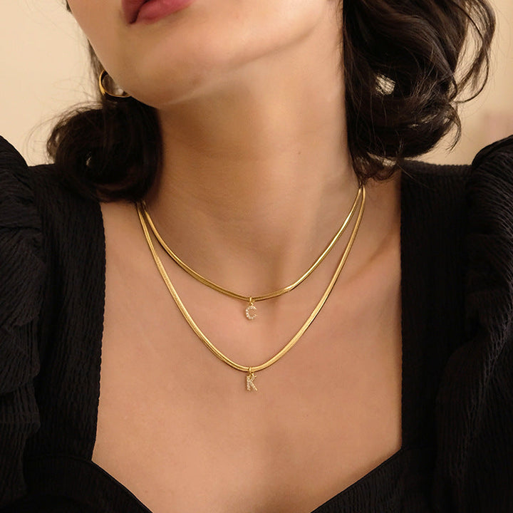 Chevron Letter Pendant Necklace