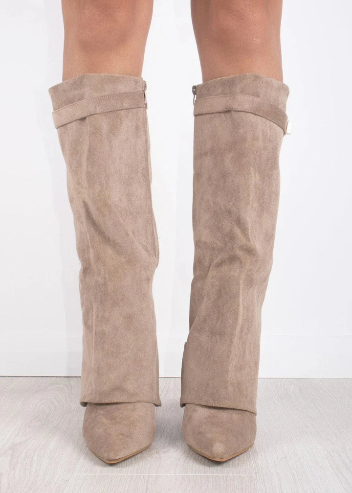 Celeste Suede Knee-High Boots I Beige