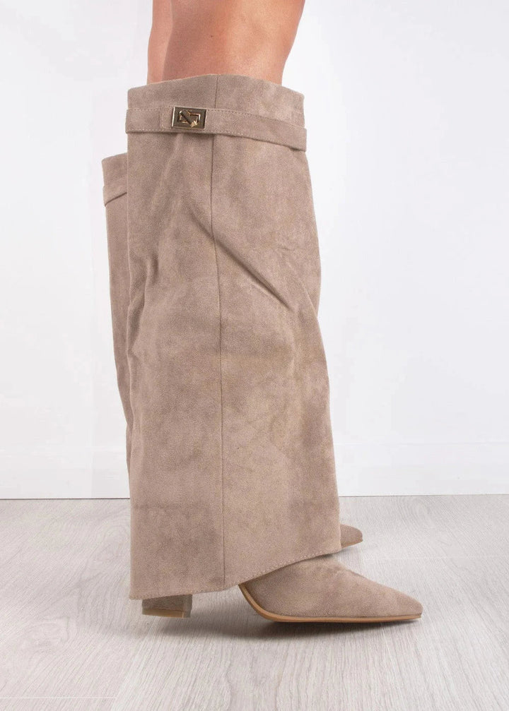 Celeste Suede Knee-High Boots I Beige