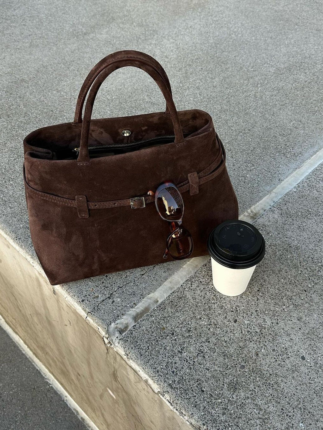 Oria™ Suede Bag I Dark Brown