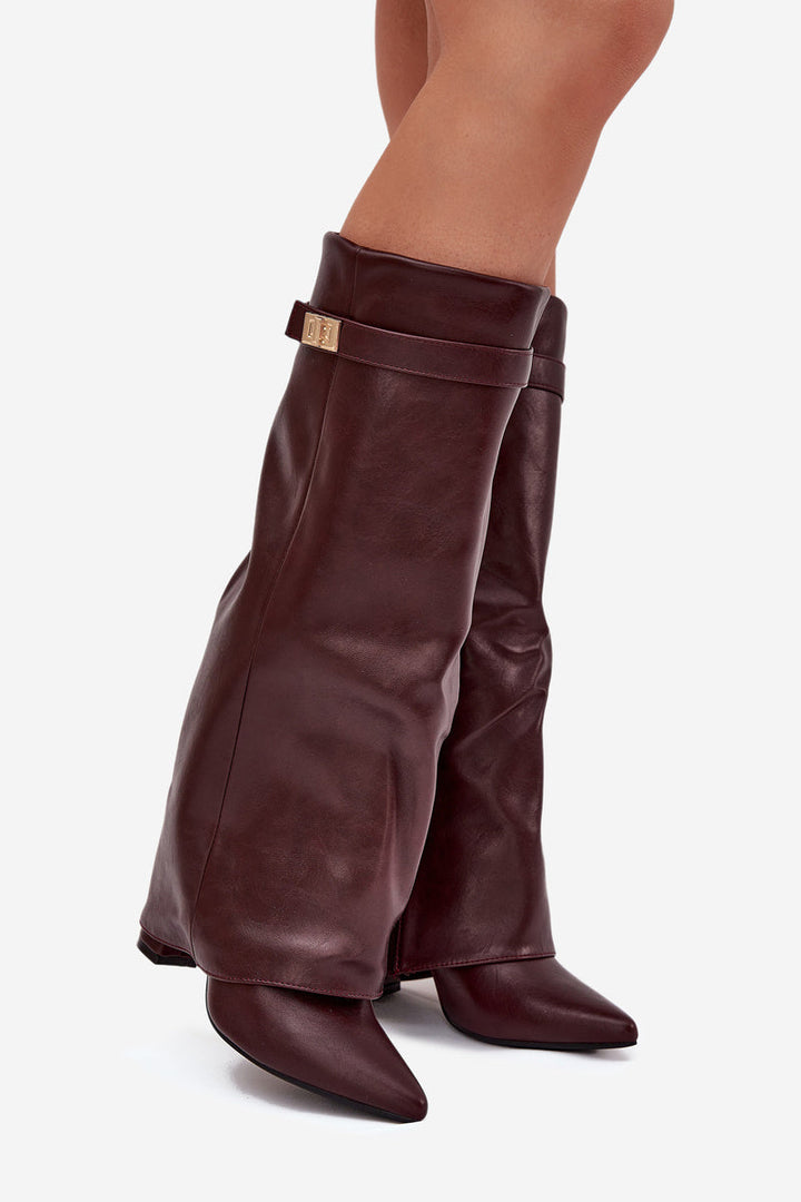 Celeste™ Leather knee high boots - Burgundy