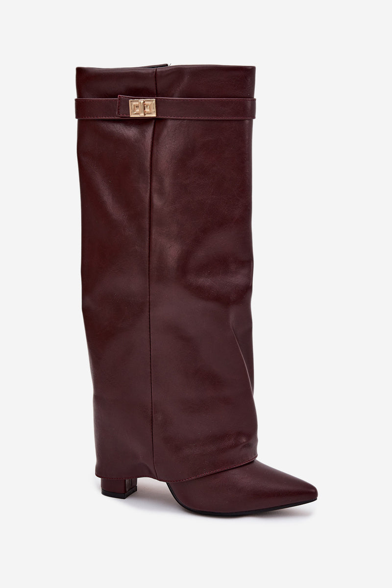 Celeste™ Leather knee high boots - Burgundy