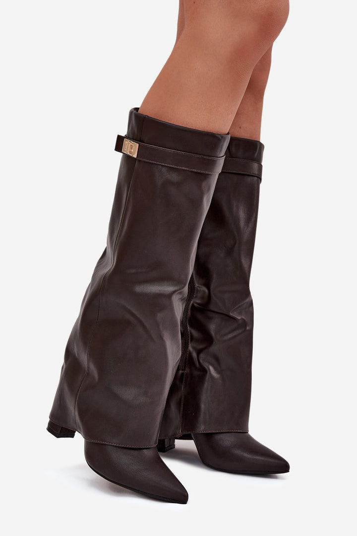 Celeste™ Leather knee high boots - Brown