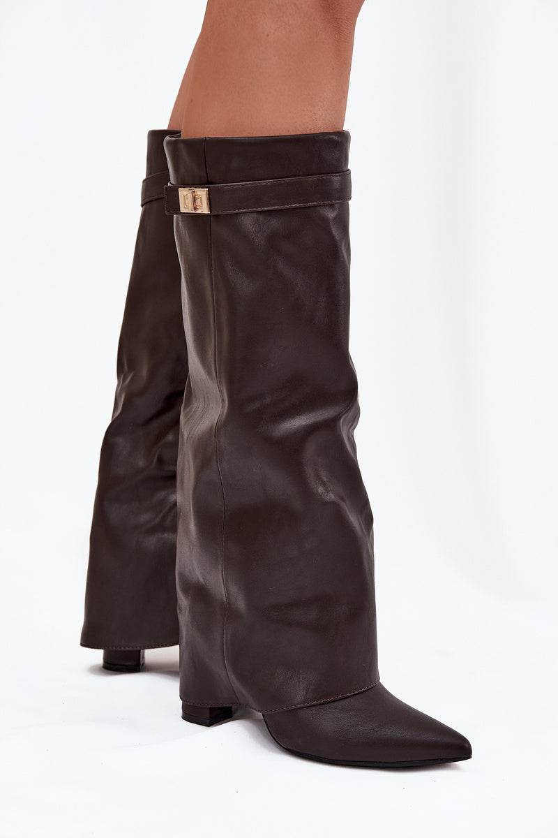 Celeste™ Leather knee high boots - Brown