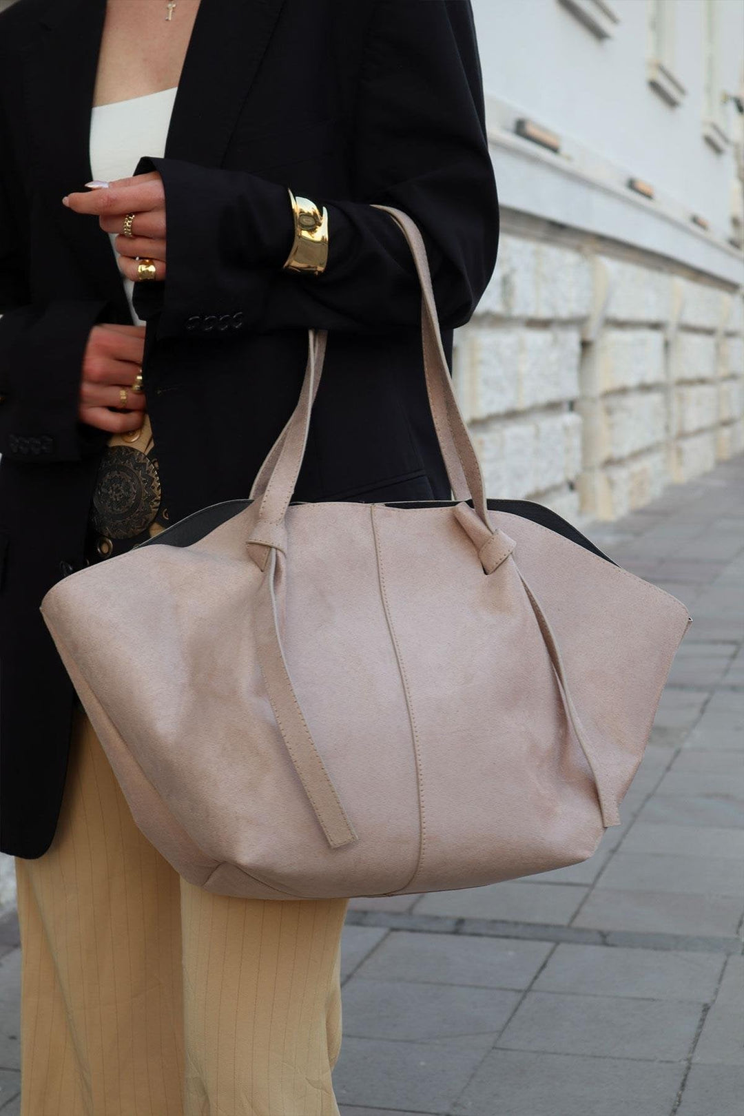 Luna Woven Suede Bag