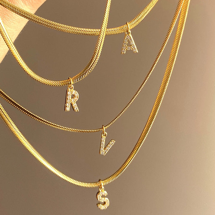 Chevron Letter Pendant Necklace
