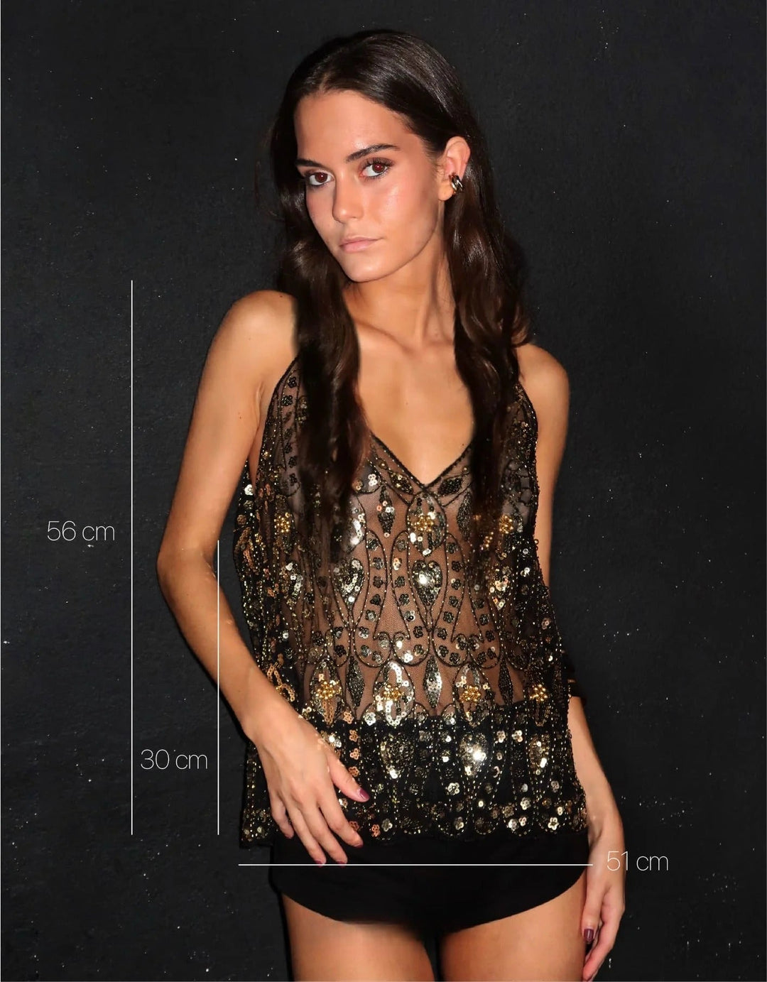 Cristina™ Beaded Floral Top – Gold Shine